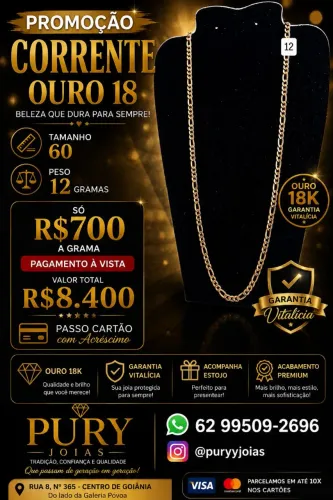Corrente Masculina Ouro 18 Oferta imperdível