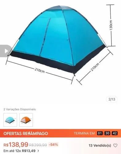 Barraca de camping impermeável para 2 a 4 pessoas