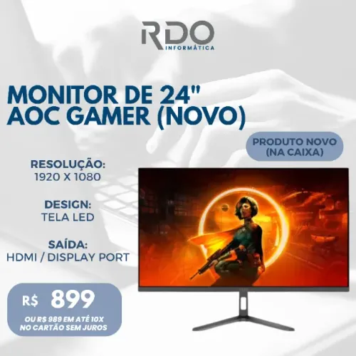 Monitor Gamer AOC 24" Novo Full HD HDMI/DP - Qualidade excelente! 