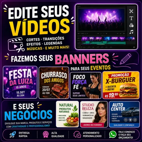 Editamos seus videos ,banners,para eventos ,seus negocios ,igreja ,divulgações