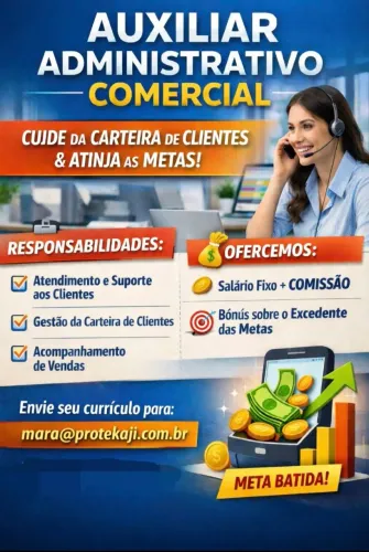 Vaga auxiliar administrativo comercial