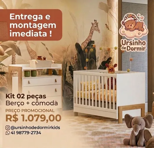 Berço + cômoda Fantasia - Entrega e montagem imediata