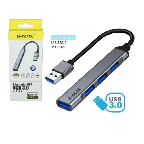 Mini Hub Usb 3.0 com 4 portas B-max