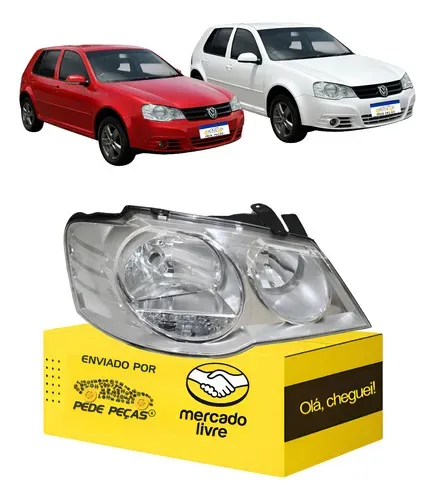 Farol Direito Golf 2008 2009 2010 2011 2012 2013 Cromado Direito/passageiro
