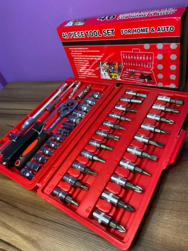 Kit Maleta Catraca e Bits 46 Peças Red Piece Tool Set