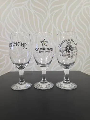 Kit com 3 taças das cervejarias: Campinas, Ravache e Quinta do Malte