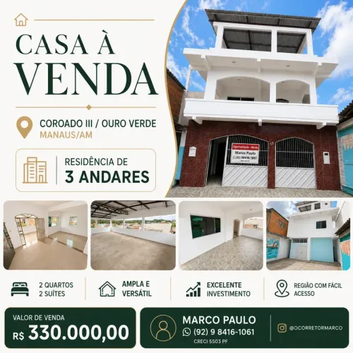 CASA À VENDA COROADO/OURO VERDE