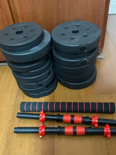 Kit Halteres e Anilhas 30kg - Barras Ajustáveis - Novo