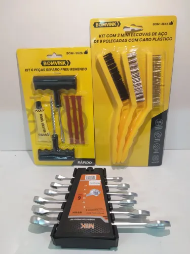 Chave combinada 6 peças +kit de reparo de pneu bomvink 