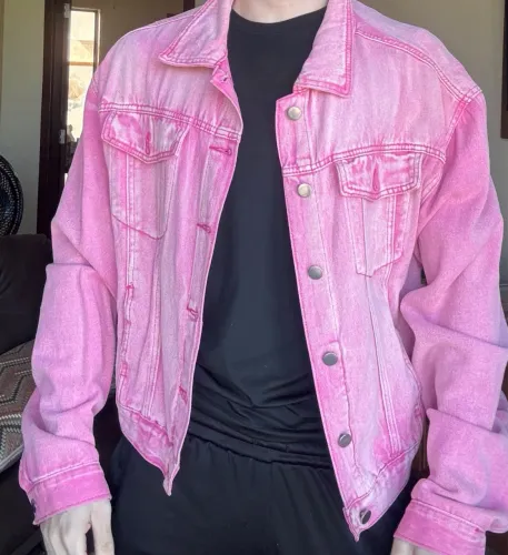 Jaqueta jeans rosa - tamanho M