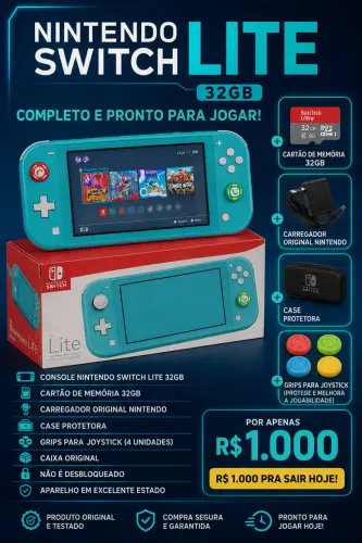 NINTENDO SWITCH LITE 32GB + POKÉMON SCARLET + KIT COMPLETO ? R$ 1.000!