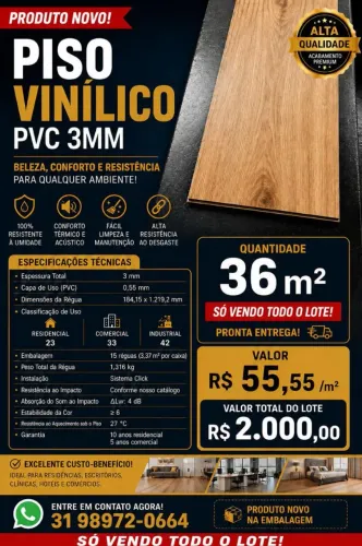 Piso Vinílico PVC 3mm - Lacrado
