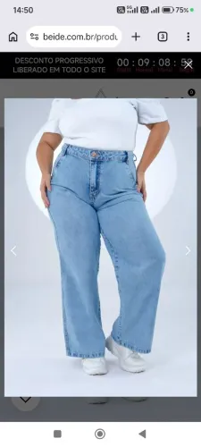 CALÇA JEANS PARA BAIXINHAS PLUS SIZE - WIDE LEG CRYSTAL (48)