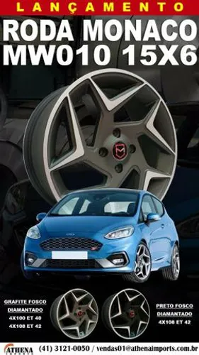 Roda aro 15 Mônaco modelo new Fiesta grafite 4X108 jogo novo