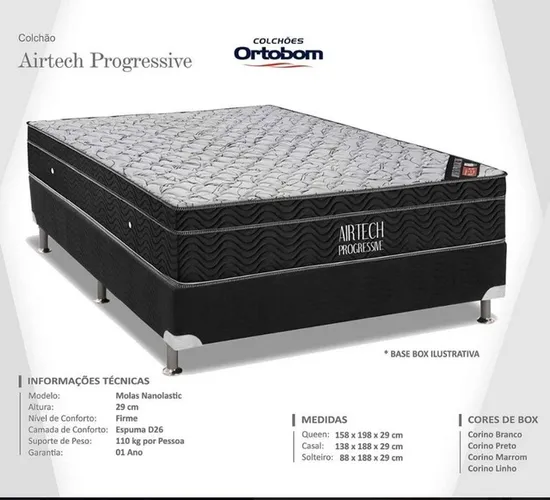 Quarto cama box colchão ortobom+base solteiro casal Queen 