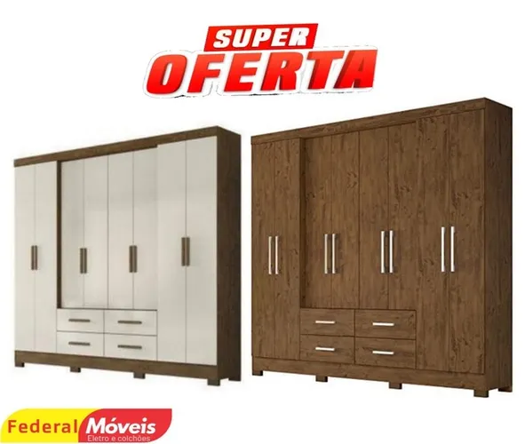 Guarda roupa de casal 8 portas 4 gavetas san lorenzo