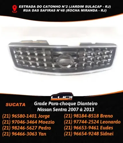 Grade Para-choque Dianteiro Nissan Sentra 2007 à 2013