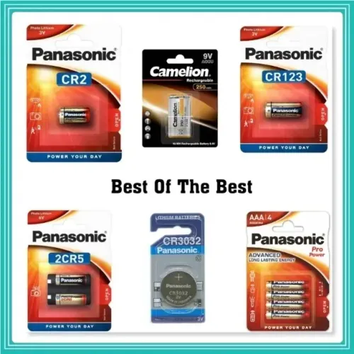 Baterias Panasonic Lithium Cr2, Cr 123, 2Cr5, Cr3032, Camelion 9V E Phillips Recarregavel