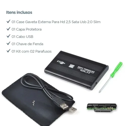 Case 2.0 USB 2.5 polegadas Disco Rígido Externo