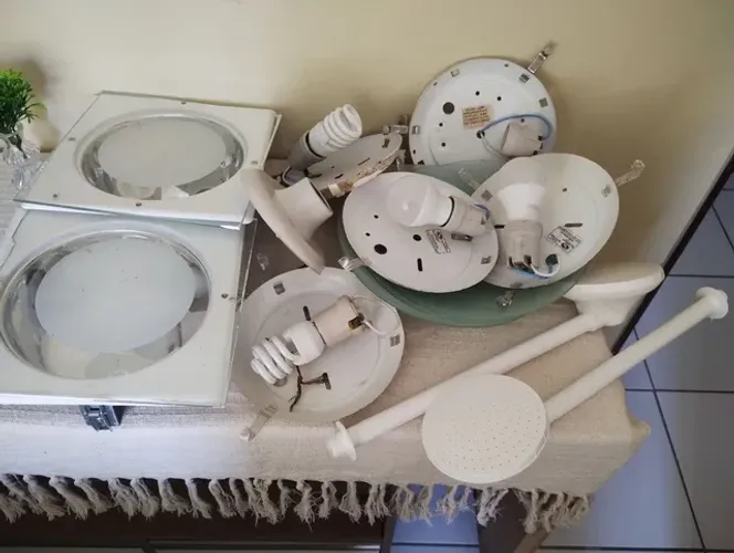 PRA VENDER LOGO conj. lumin. plafon luminárias duplas lâmpadas com vidro e chuveiros