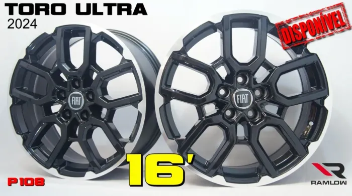 Roda aro 16 Fiat Toro Ultra preta com diamantado 5x110 jogo novo 