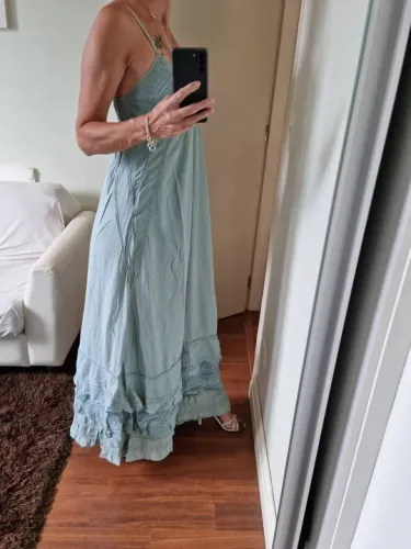 vestido camadas canal, p, usado 1 vez, 100% algodão