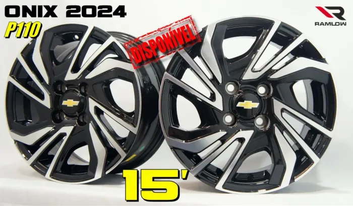 Roda aro 15 Chevrolet Onix 2024 preta com diamantado 4x100 jogo