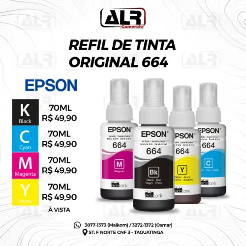REFIL DE TINTA EPSON T664 ECOTANK L355 L365 L380 L375 L395
