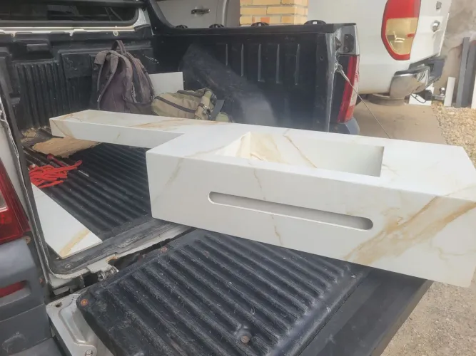 Pia esculpida no porcelanato( fazemos sob medidas)