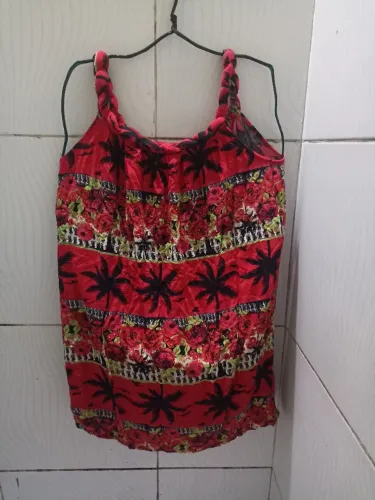 Vestido Vermelho Estampado Feminino GG