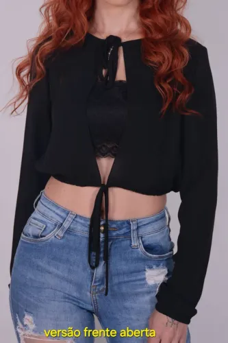 Blusa Cropped Preta - 2 em 1 (Usa Frente e Verso)