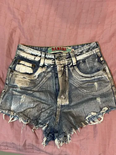 Short Jeans Metalizado / prateado