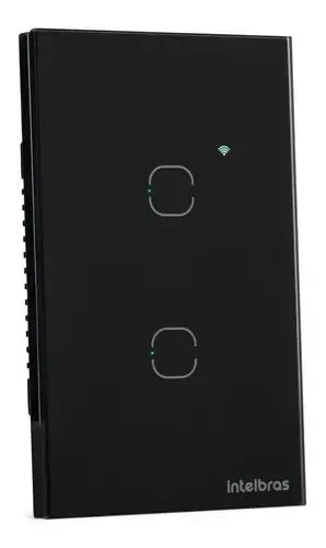 Interruptor Touch Inteligente Compatível Com Alexa Com 2 Teclas EWS 1002 Preto Intelbras