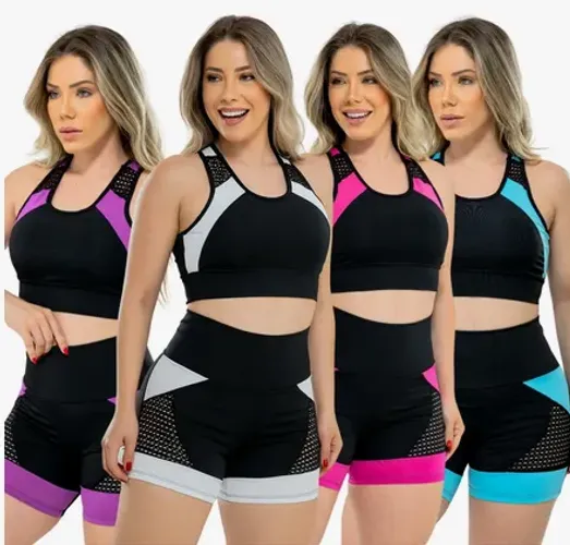 Conjunto Top e Short Ciclista Suplex Premium Qualidade Alta e Zero Transparência z1353