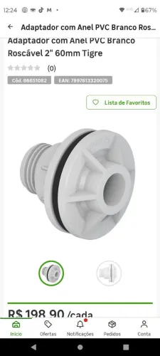 Adaptador com Anel PVC Branco Roscável 2" 60mm Tigre