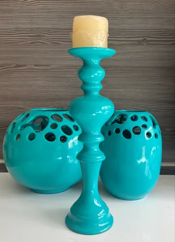 Decoração de porcelanata verde água