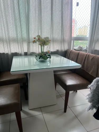 Mesa Laca Branca - Básica Home (acompanha o vidro)