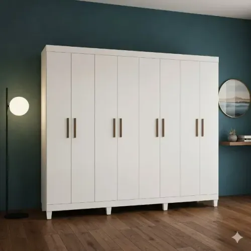 Guarda Roupa Fortaleza 8 portas batentes branco