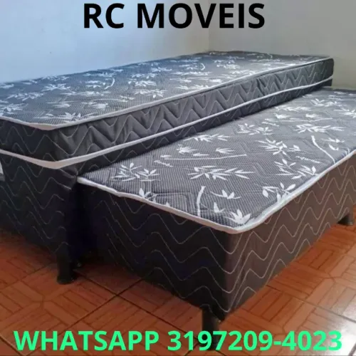 Cama Box Solteiro Bibox com Cama Auxiliar - Colchão Espuma D33 (88x1,88)