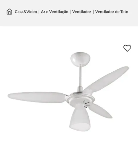 Ventilador de Teto Branco Ventisol Wind com luminária 110v