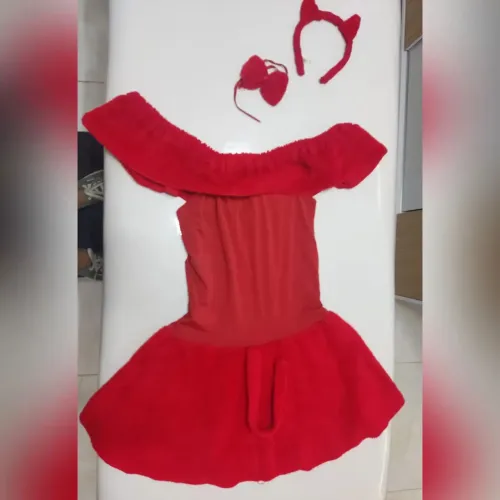 Fantasia de Gatinha Vermelho ou capetinha adulto M