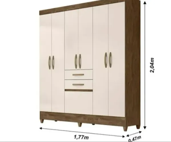 Guarda Roupa Casal 6 Portas 2 Gavetas Novo