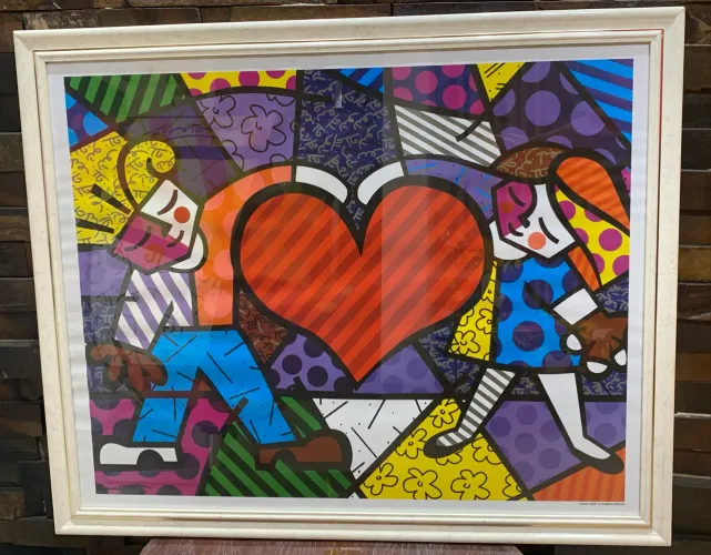 Quadro Hearts Kids Impresso - Romero Britto 82x67cm