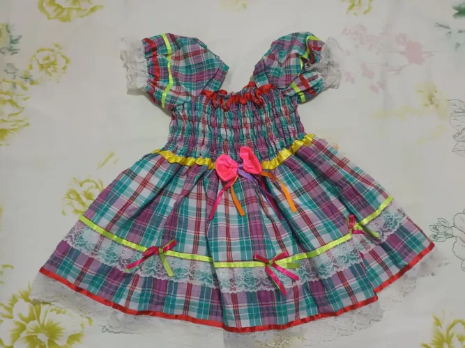 Vestido Infantil Xadrez Festas Juninas