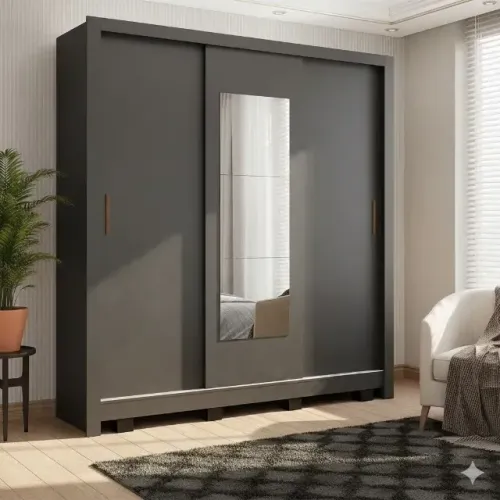 Guarda roupa luna com portas de correr e espelho