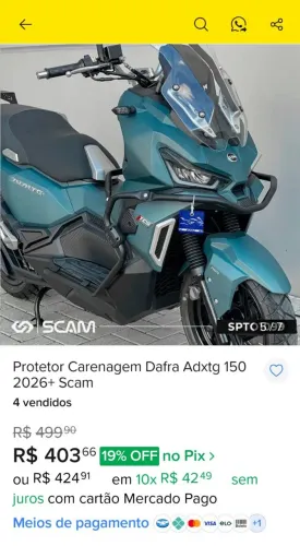 PROTETOR DE CARENAGEM DAFRA ADXTG150 NOVO