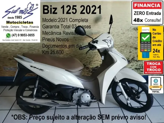 Honda Biz 125 2021 Completa # ZERO entrada até 48x no Carnê. Consulte!