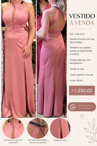 Vestido de festa rosa seco
