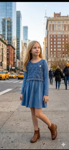 Vestido infantil Milon em suede azul TAM 12