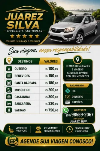 Faço viagem particular com segurança!
